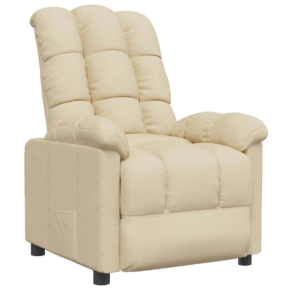vidaXL Recliner Chair Cream Fabric (100% polyester), plywood, iron