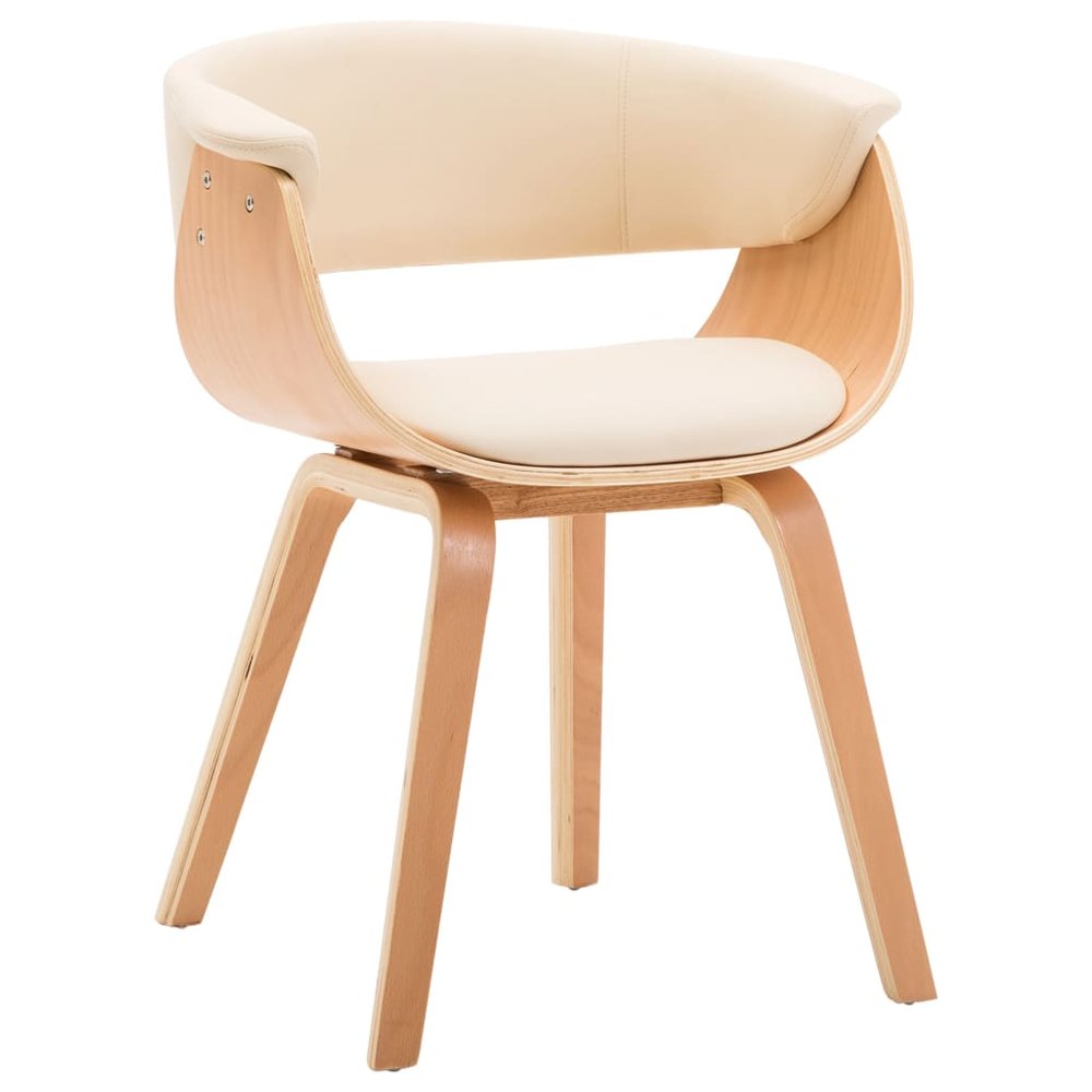 vidaXL Dining Chair Cream and Brown Faux Leather and Bent Wood Standard