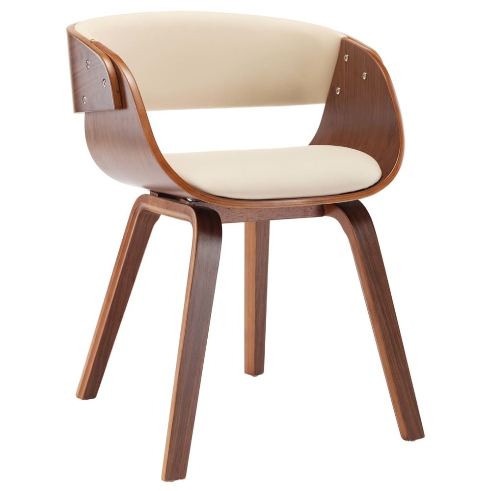 vidaXL Dining Chair Cream and dark brown Faux leather and bentwood