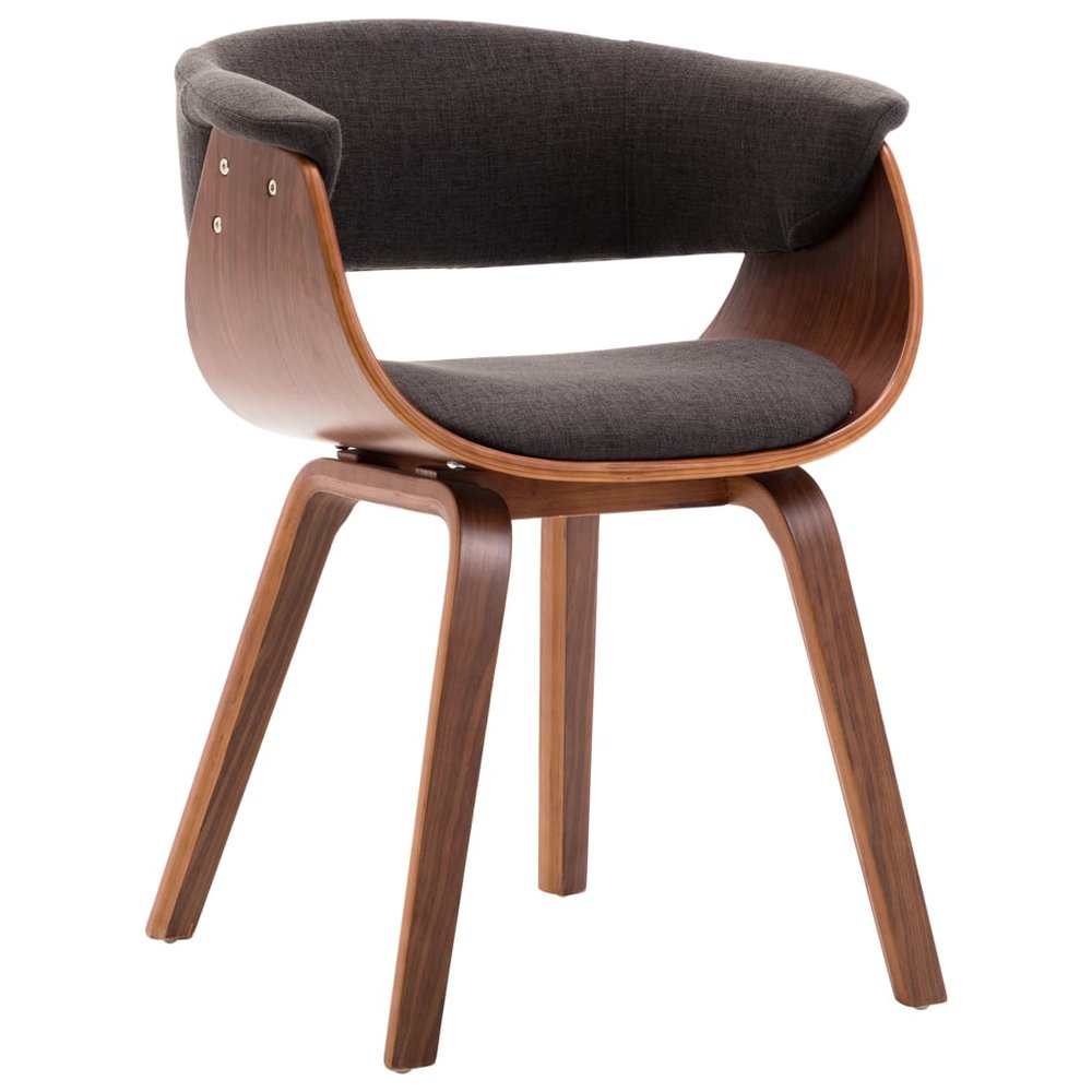 vidaXL Dining Chair Grey, Brown Cotton, Polyester, Bent Wood Standard