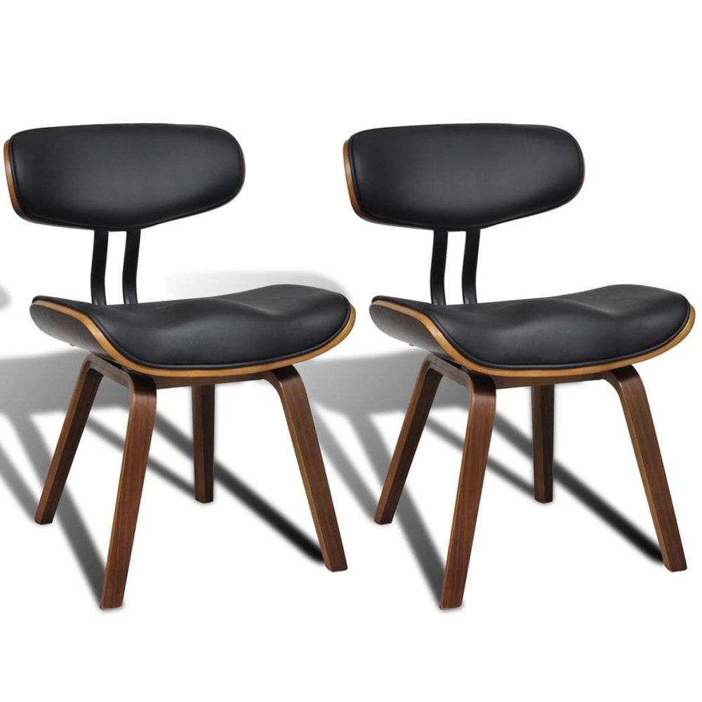 vidaXL Dining Chair Set of 2 Black and Brown
