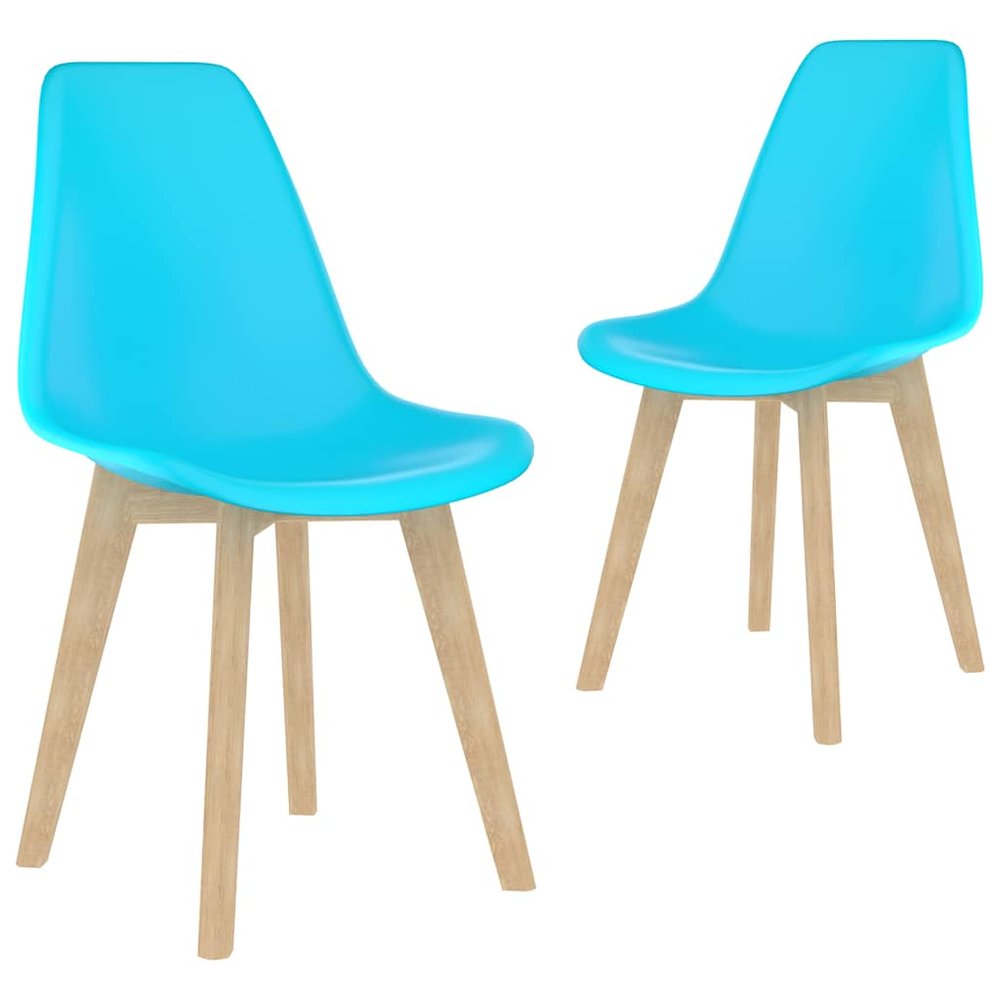 vidaXL Dining Chair Set of 2 Blue Polypropylene, Beechwood Medium