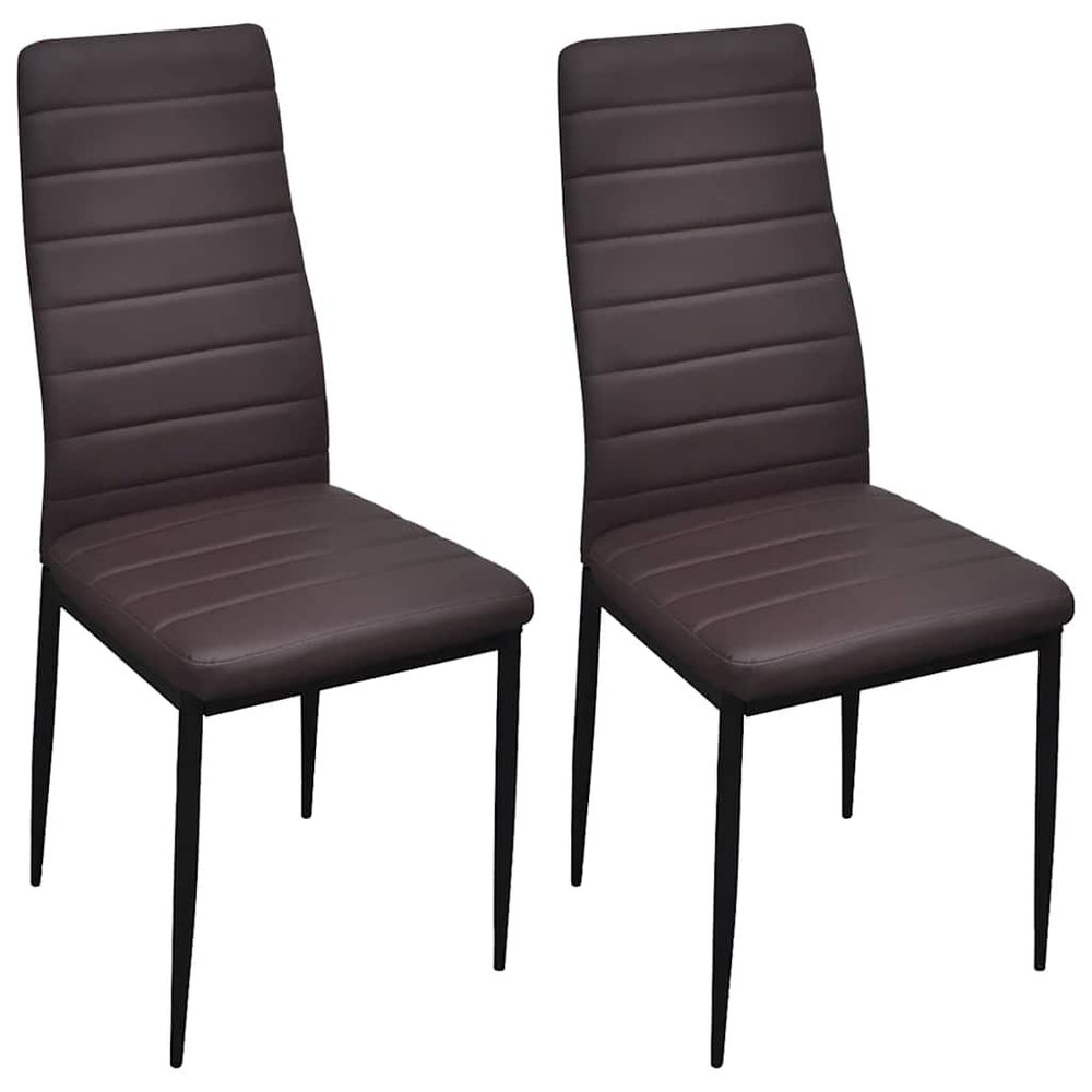 vidaXL Dining Chair Set of 2 Brown and Black Faux Leather and Iron
