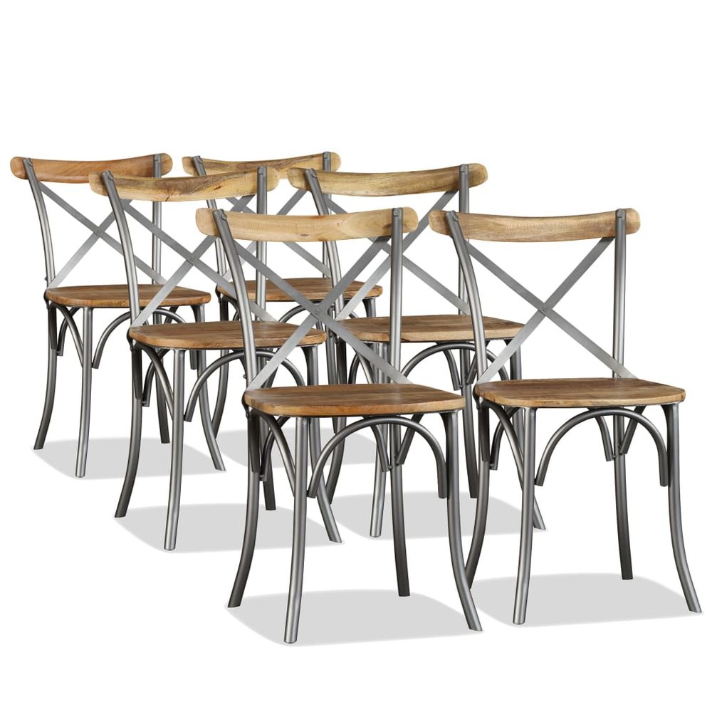 vidaXL Dining Chair Set of 6 Brown and Silver