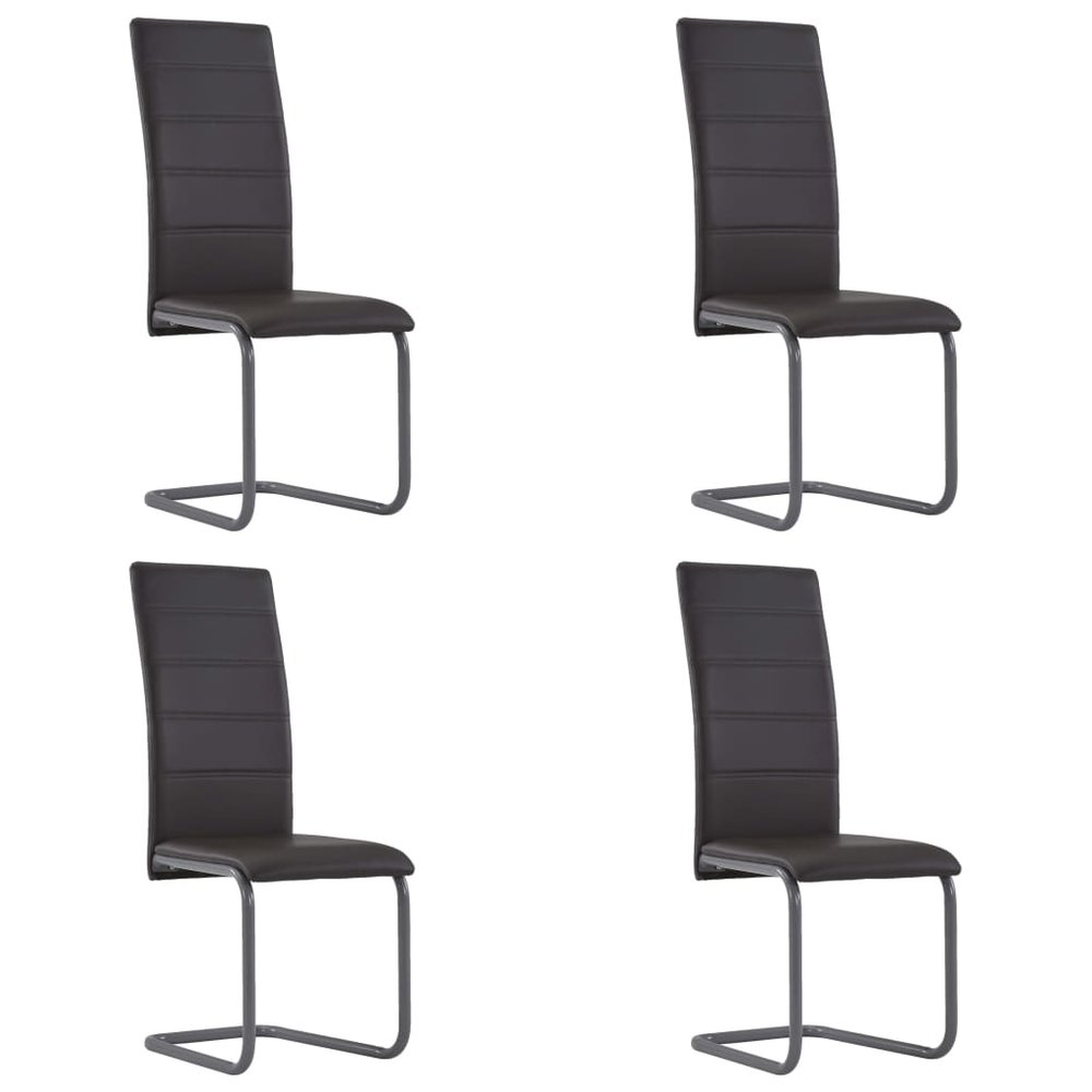 vidaXL Dining Chair Set of 4 Brown Faux leather and steel Standard
