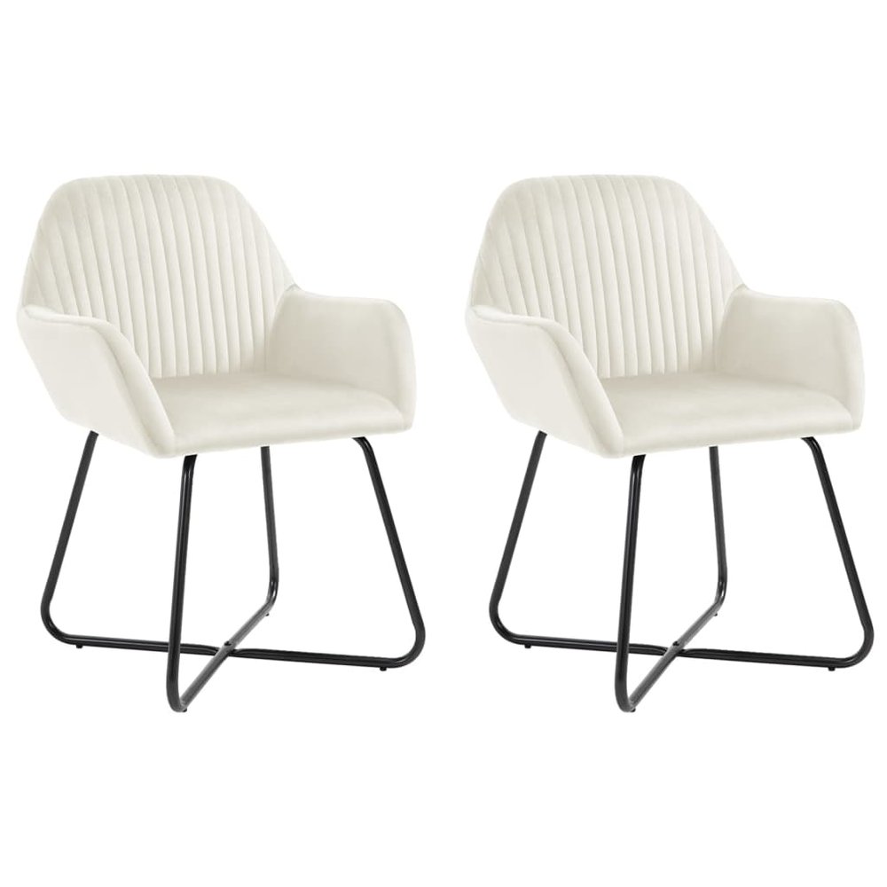 vidaXL Dining Chair Set of 2 Cream Velvet Standard Ergonomic