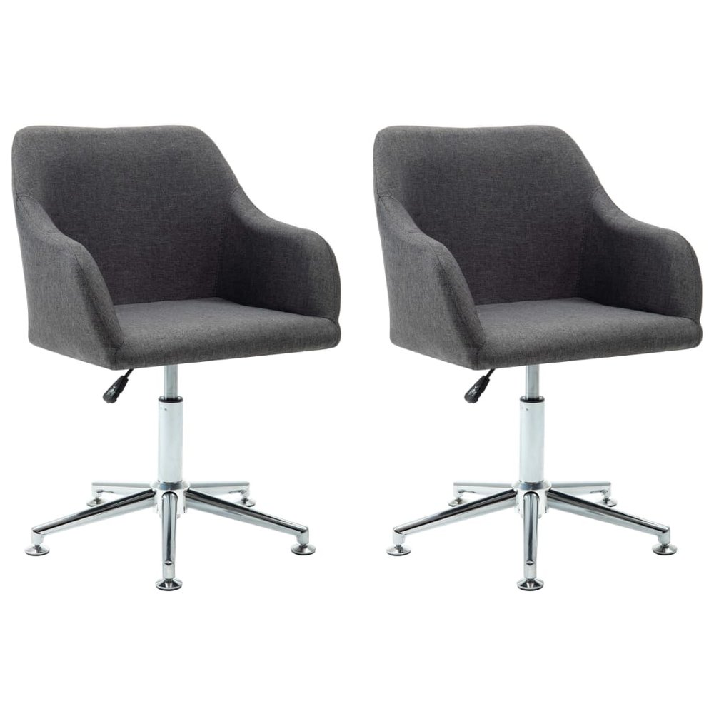 vidaXL Dining Chair Set of 2 Dark Gray Fabric, Plywood, Steel Standard