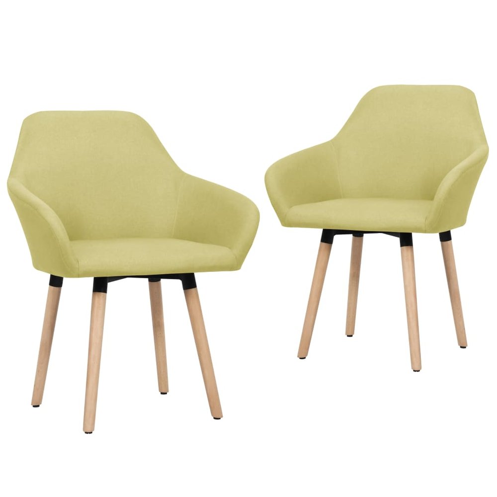 vidaXL Dining Chair Set of 2 Green Polyester Standard Ergonomic