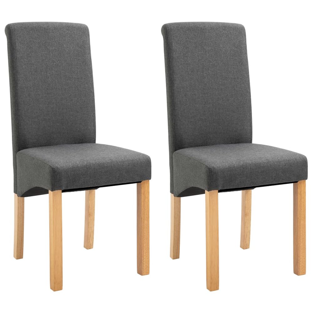 vidaXL Dining Chair Set of 2 Grey Fabric Standard Ergonomic