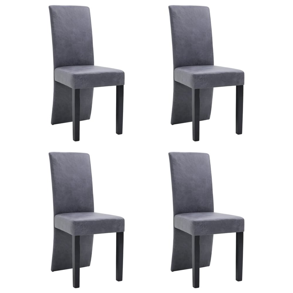 vidaXL Dining Chair Set of 4 Grey Faux suede and wood Standard Modern