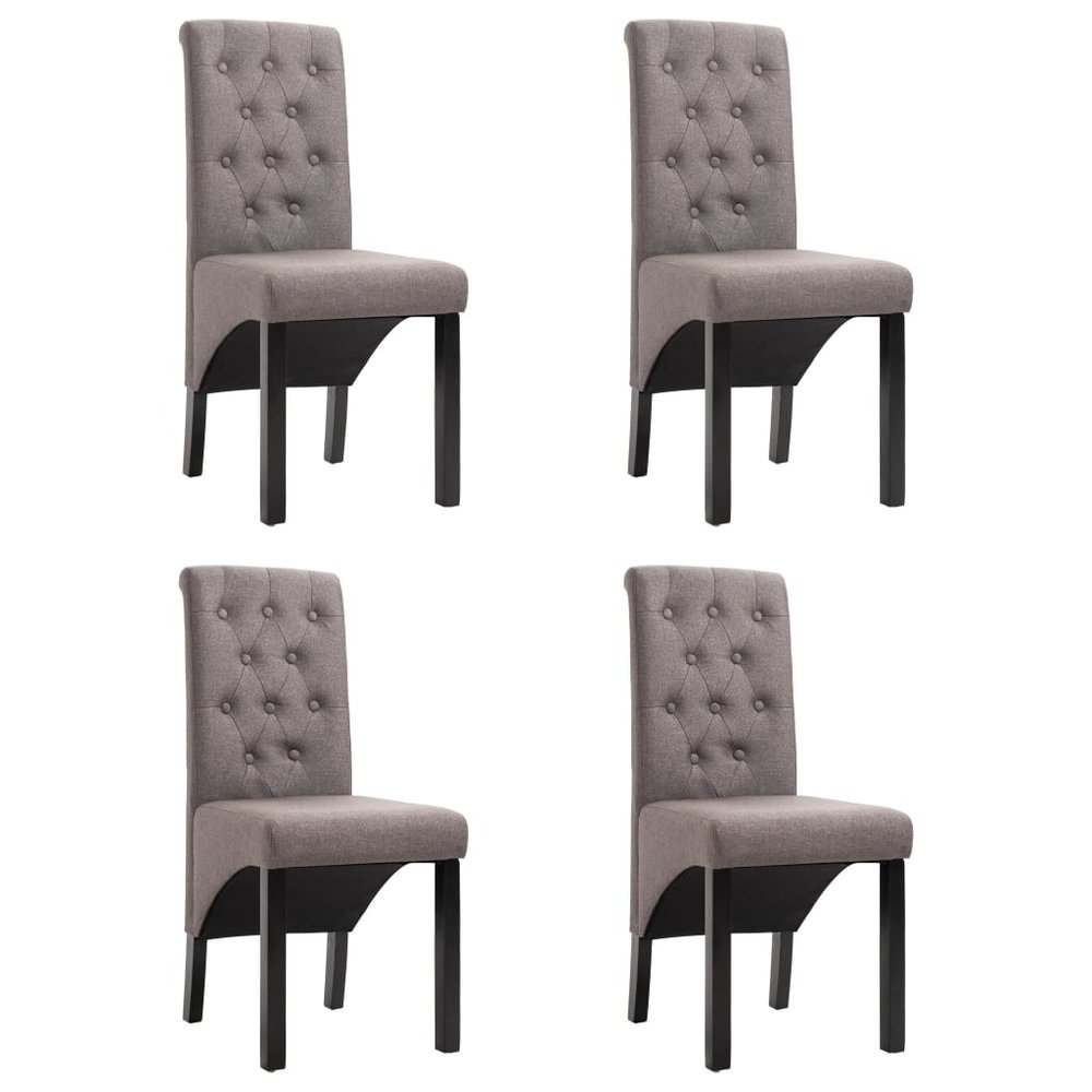 vidaXL Dining Chair Set of 4 Taupe Fabric, Rubber wood Standard