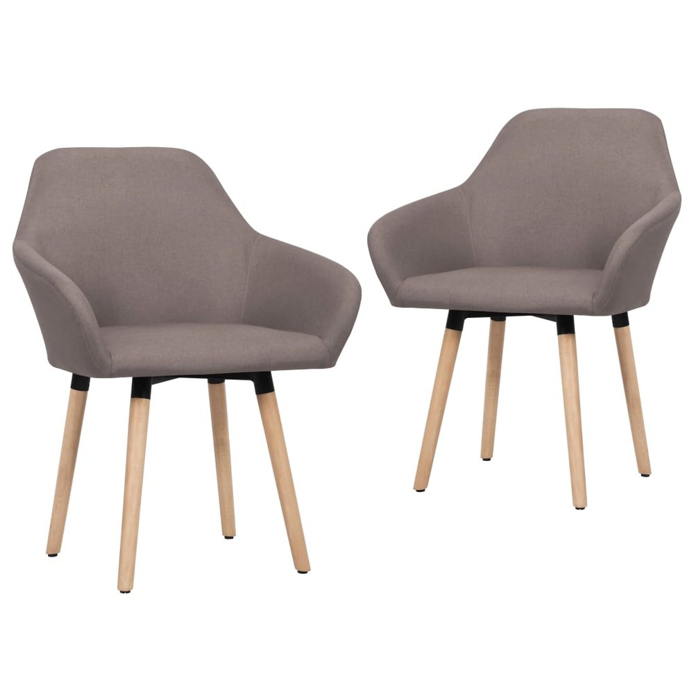 vidaXL Dining Chair Set of 2 Taupe Polyester, Solid Wood Standard