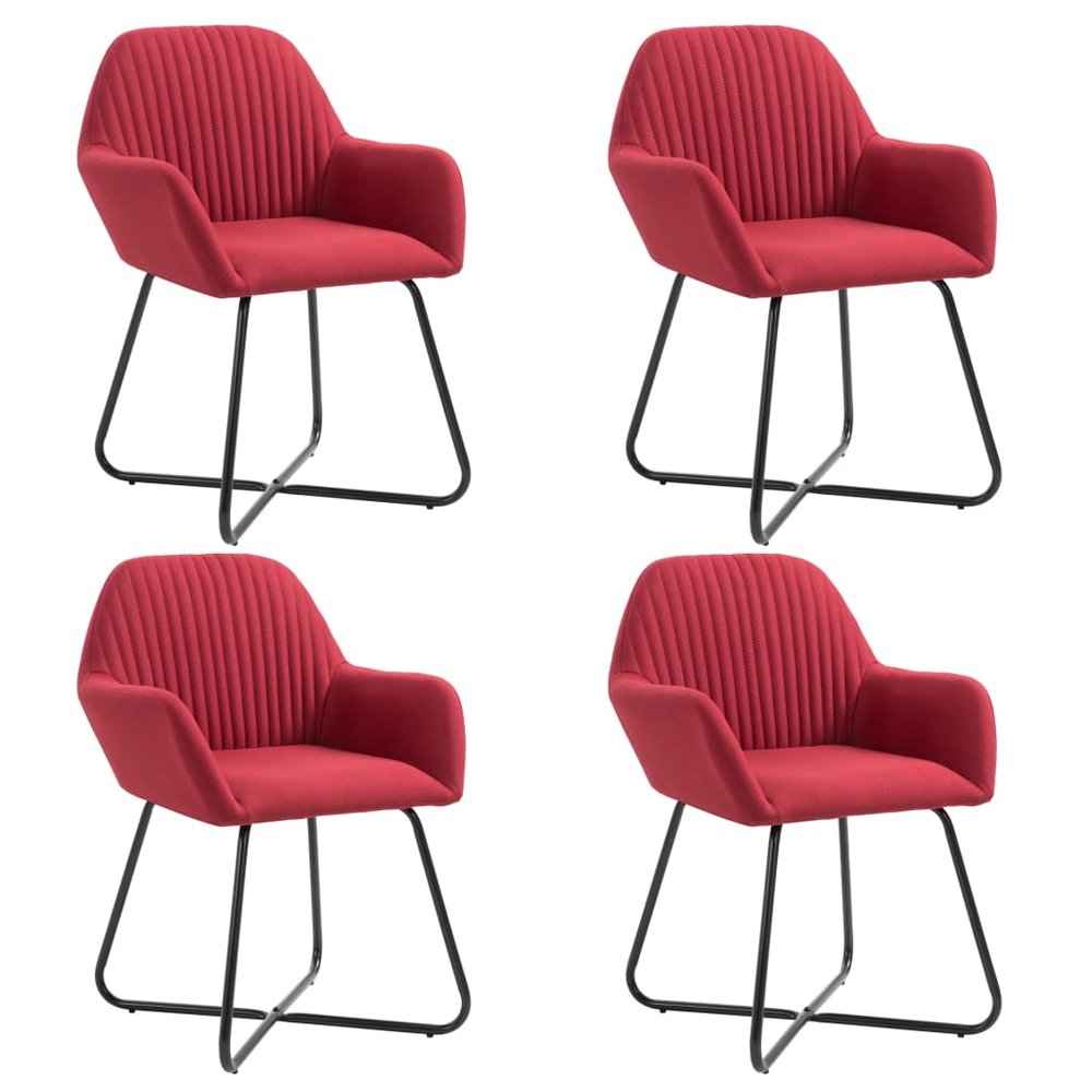 vidaXL Dining Chair Set of 4 Wine Red