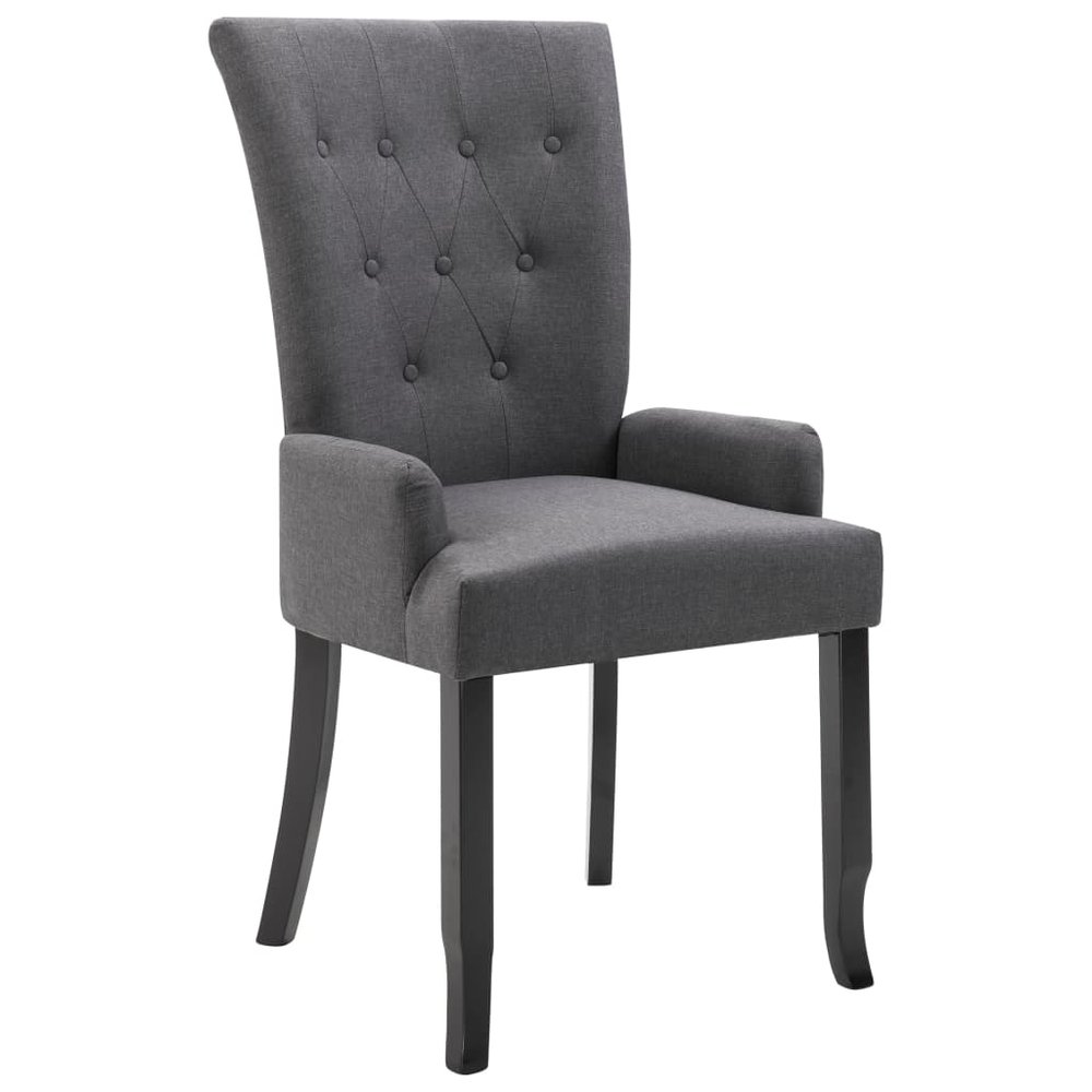 vidaXL Dining Chair Dark Grey Polyester and Oak Wood Standard Ergonomic