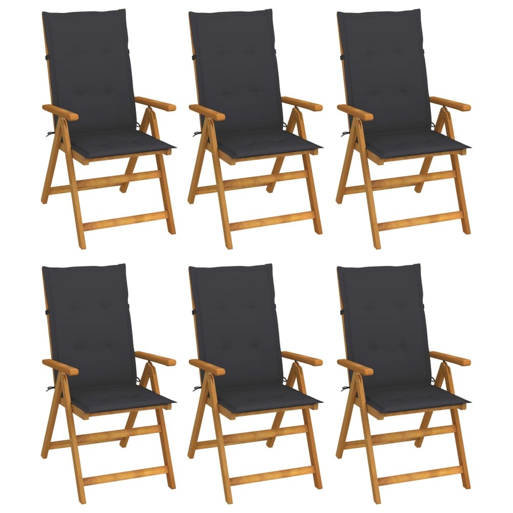 vidaXL Garden Chair Set of 6 Anthracite, Brown