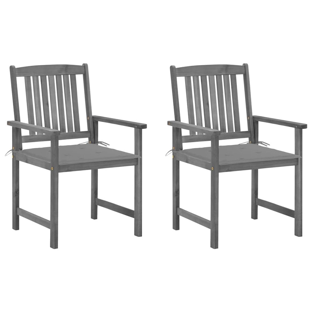 vidaXL Garden Chair Set of 2 Grey Solid acacia wood Standard