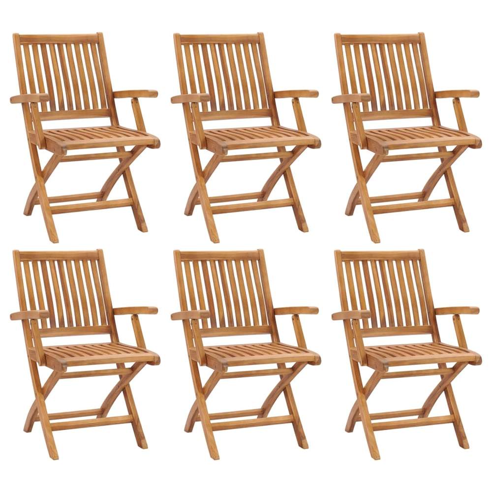 vidaXL Garden Chair Set of 6 Natural Teak