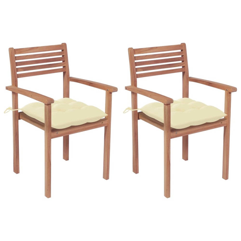 vidaXL Garden Chair Set of 2 Teak Fine sanded teak wood, polyester fabric