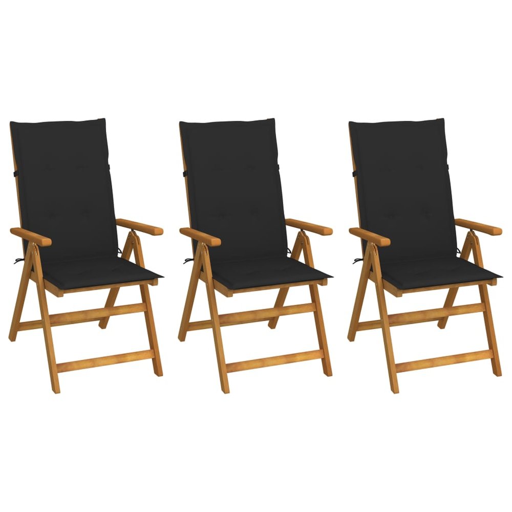 vidaXL Garden Chair Set of 3 Wooden Brown