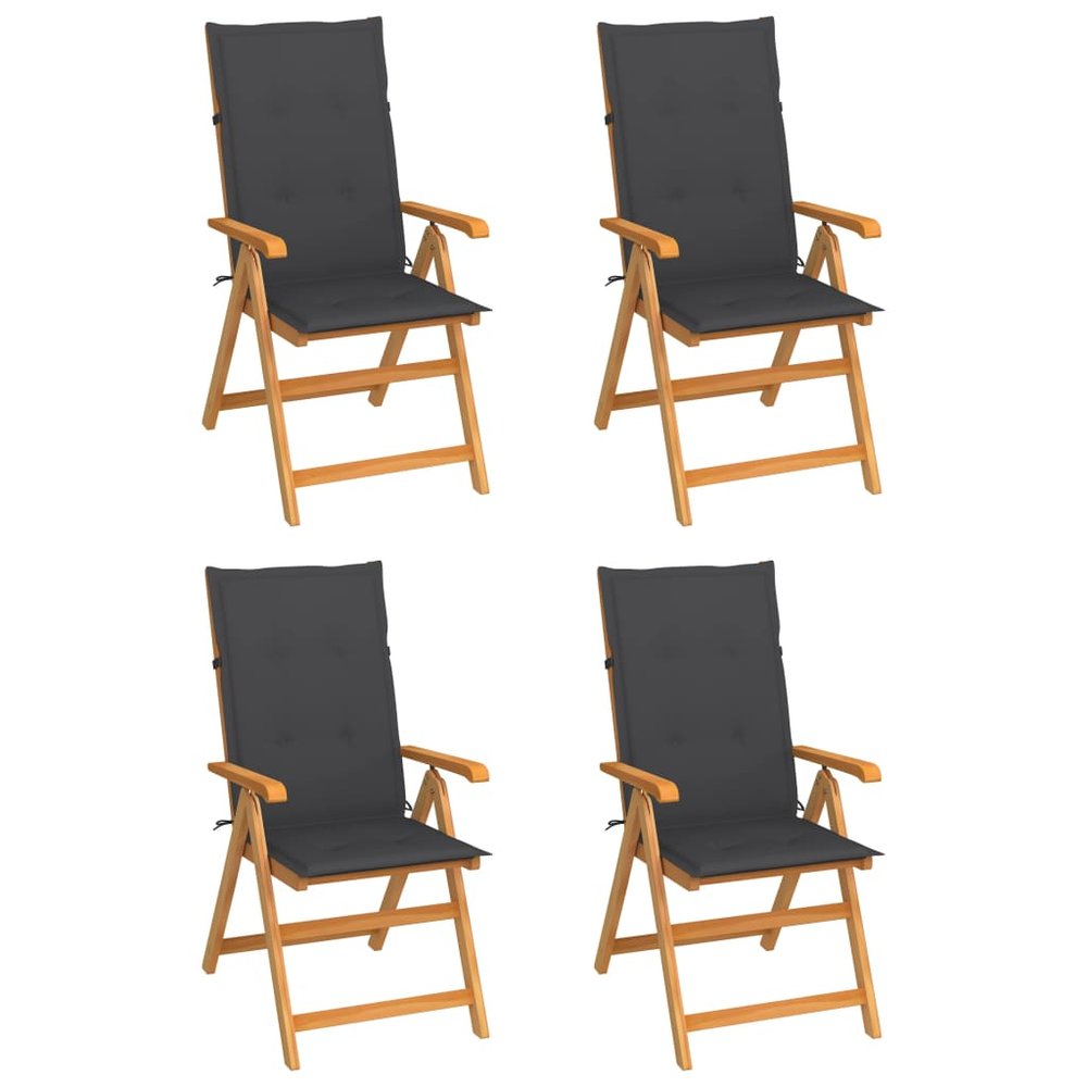 vidaXL Garden Chair Set of 4 Wooden Teak wood with polyester cushions