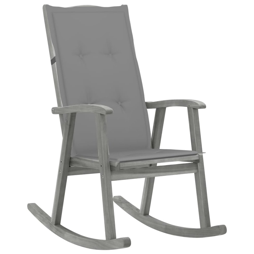 vidaXL Wooden Rocking Chair Grey Solid acacia wood Standard
