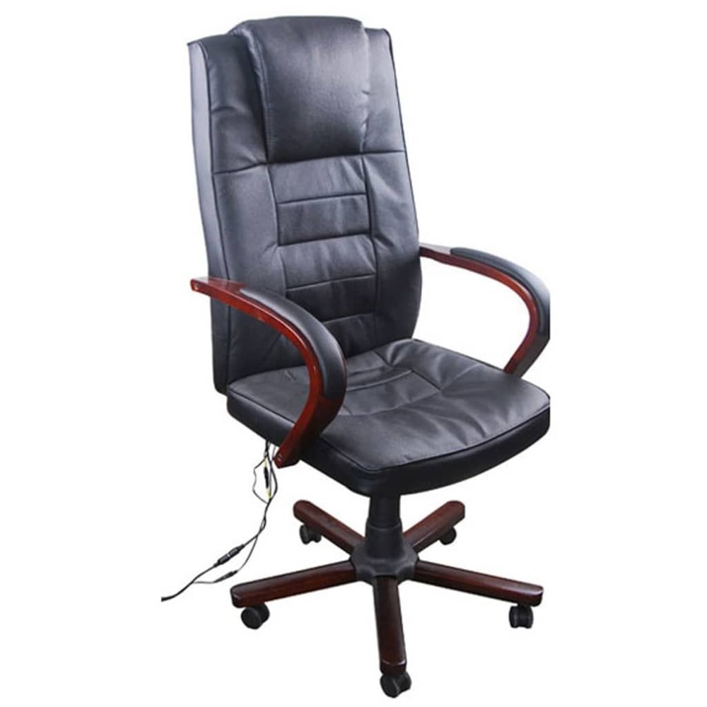 vidaXL Massage Chair Black 75% real leather, 25% PVC, Wooden frame