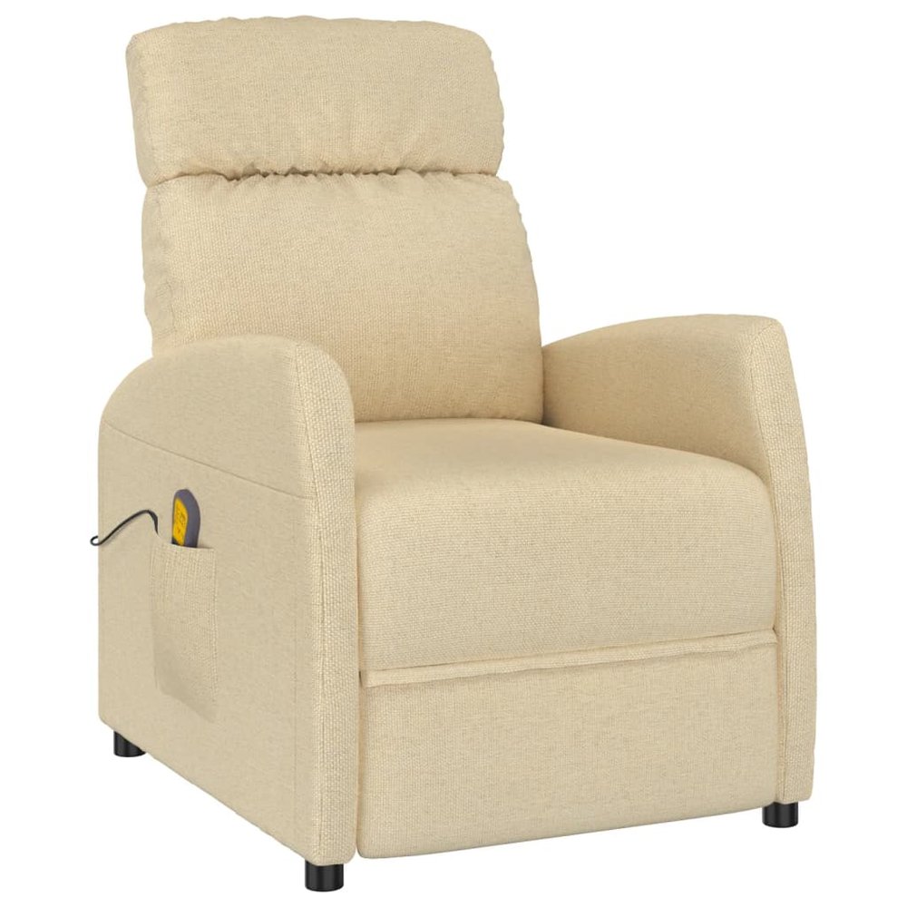 vidaXL Massage Chair Cream Fabric (100% polyester), Plywood, Iron, Foam