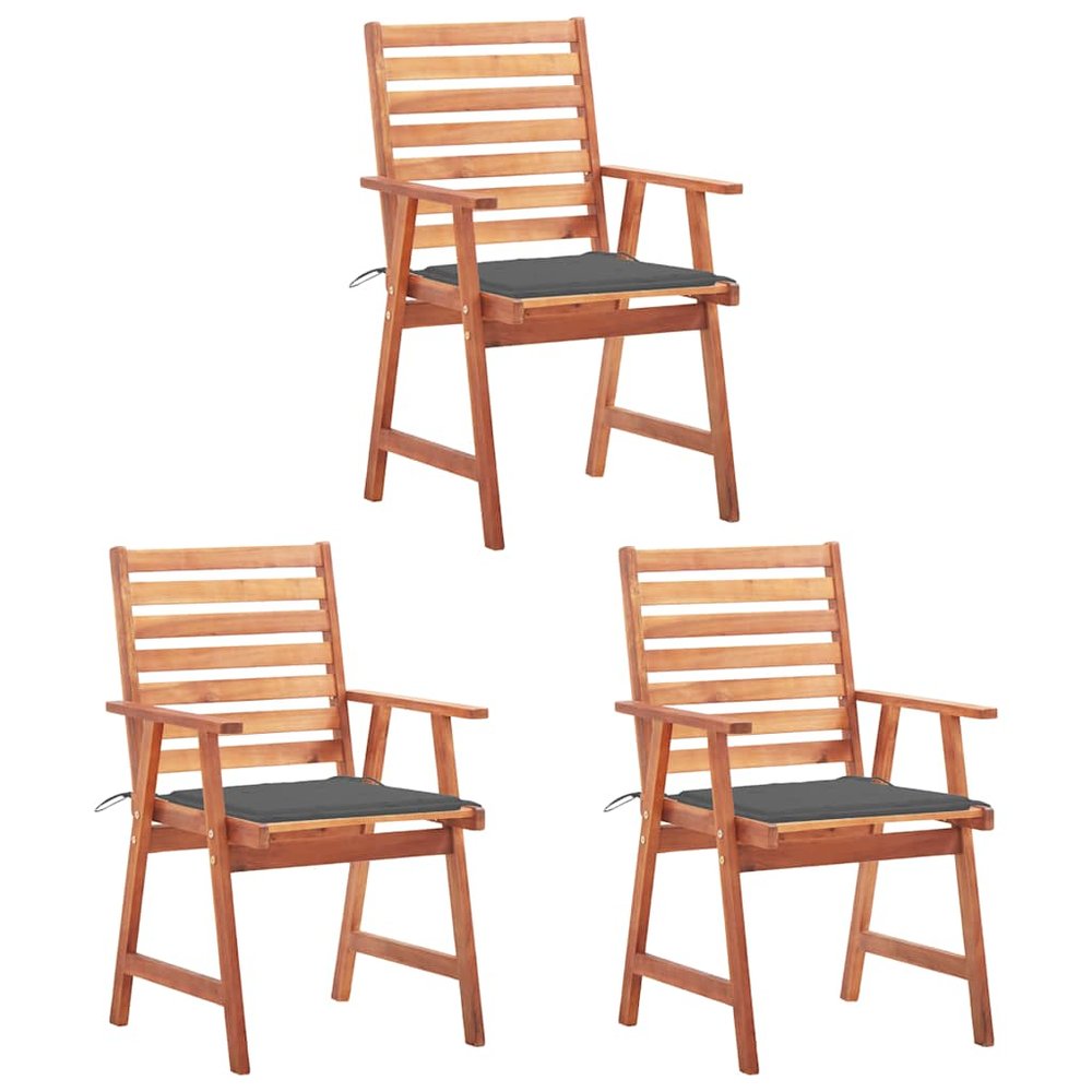 vidaXL Outdoor Chair Set of 3 Anthracite, Brown