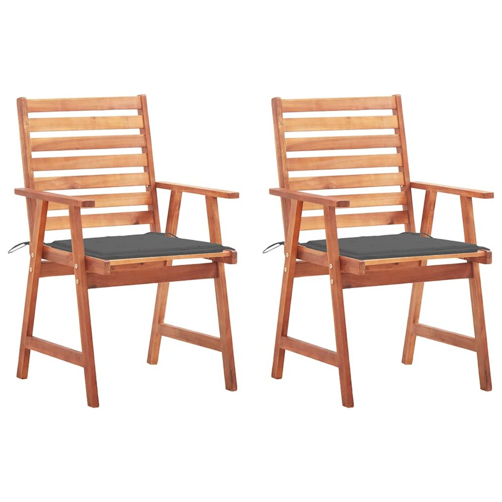 vidaXL Outdoor Chair Set of 2 Anthracite Solid Acacia wood, Polyester
