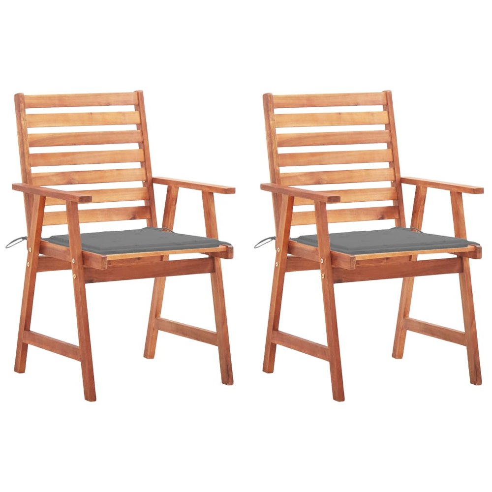 vidaXL Outdoor Chair Set of 2 Grey, Natural Wood