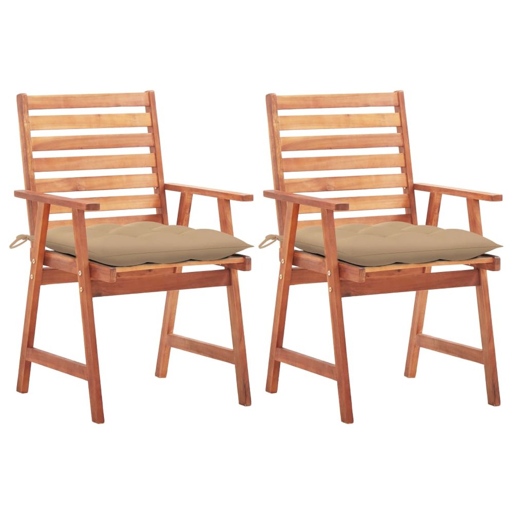 vidaXL Patio Chair Set of 2 Brown Solid Acacia wood, polyester Standard