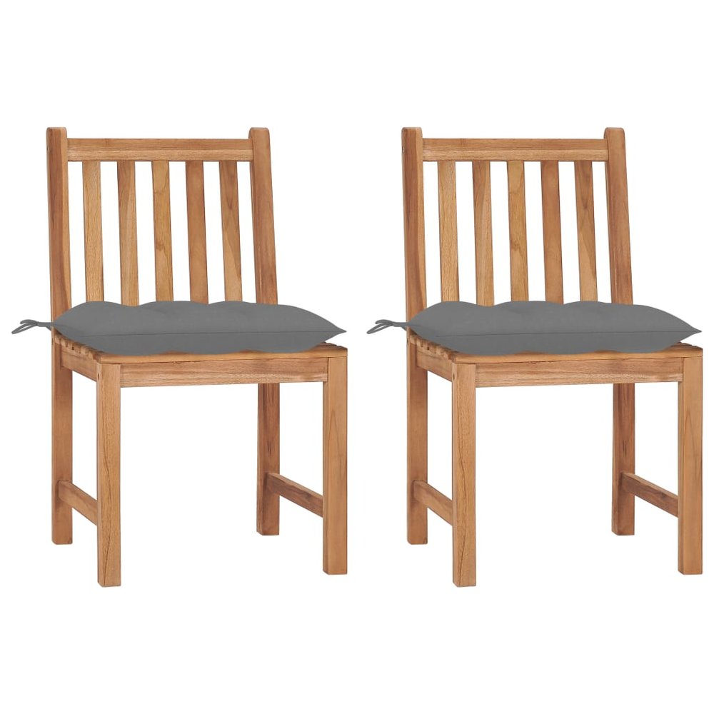 vidaXL Patio Chair Set of 2 Natural wood Fine sanded teak wood Standard