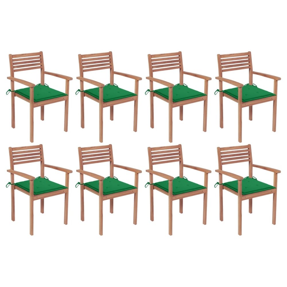 vidaXL Patio Chair Set of 8 Teak Teak Wood Standard Stackable