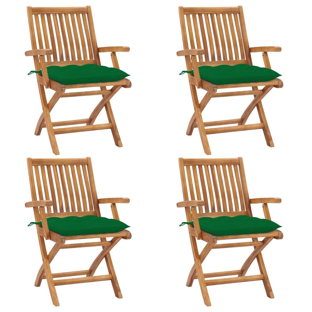 vidaXL Patio Chair Set of 4 Teak Wood