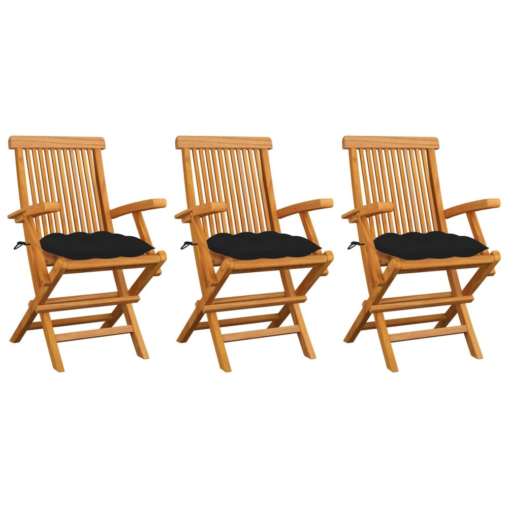 vidaXL Patio Chair Set of 3 Teak