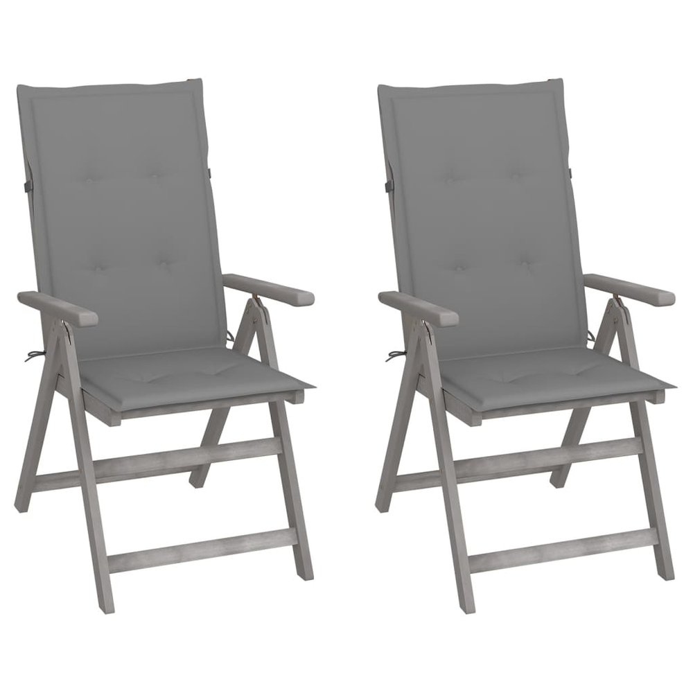 vidaXL Patio Reclining Chairs 2 pcs with Cushions Solid Acacia Wood