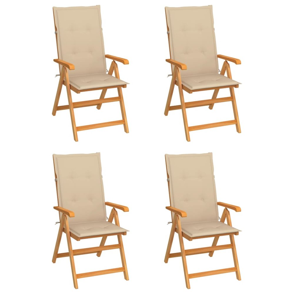 vidaXL Garden Chair Set of 4 Beige, Natural Wood