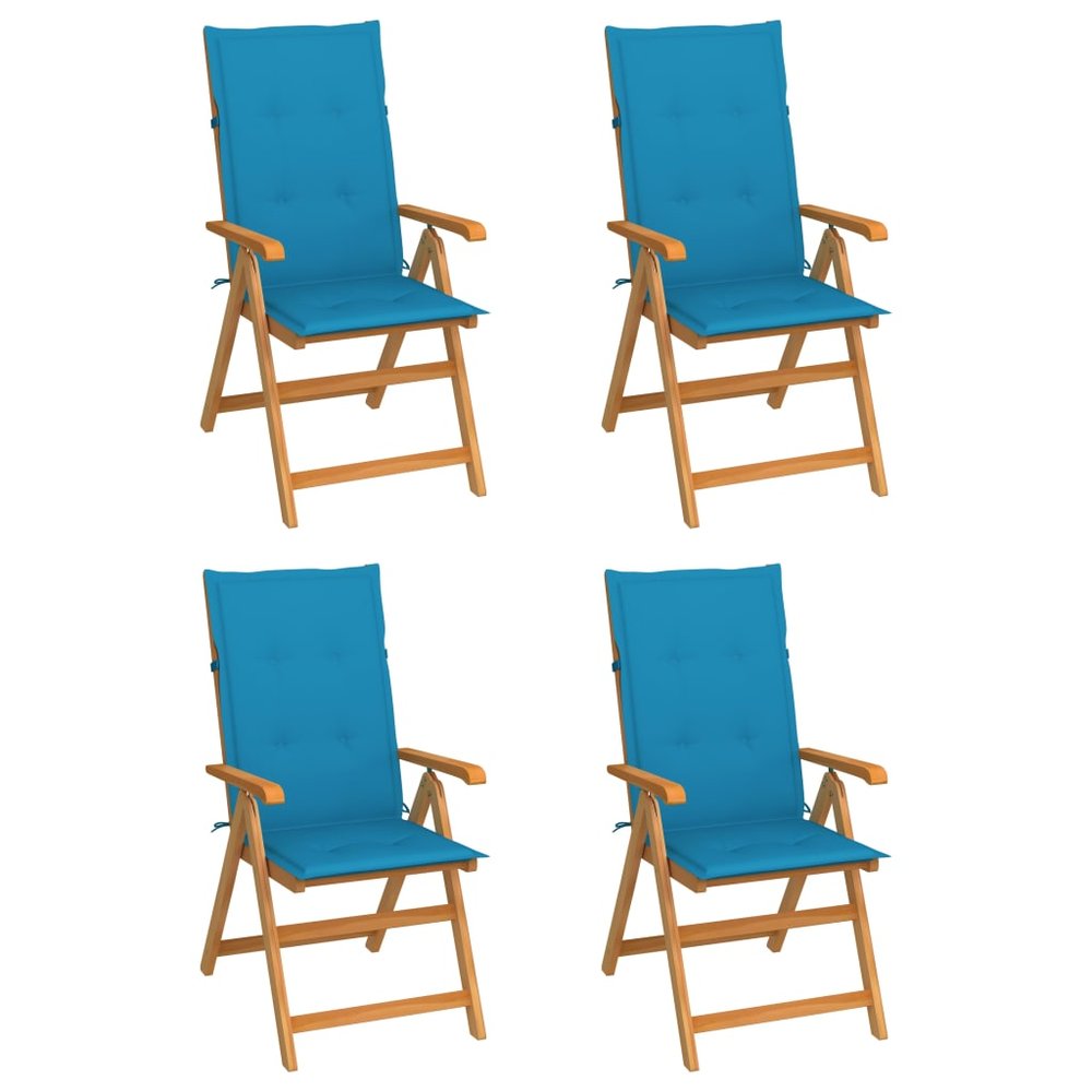 vidaXL Garden Chair Set of 4 Blue, Teak