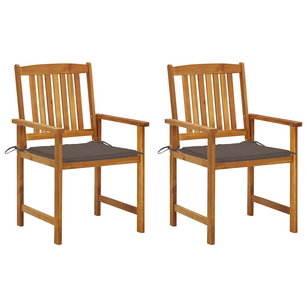 vidaXL Garden Chair Set of 2 Brown Solid Acacia wood Standard Durable