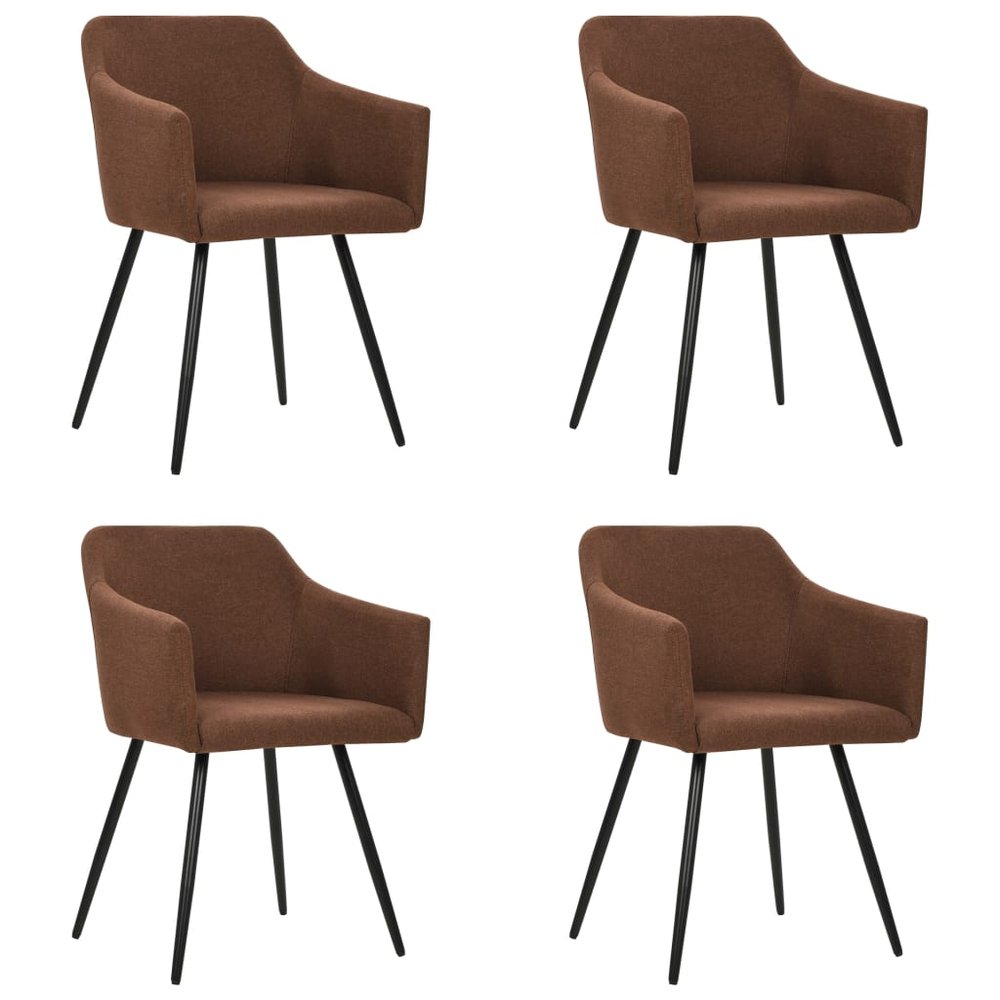 vidaXL Chair Set of 4 Brown Fabric (100% polyester), metal Medium