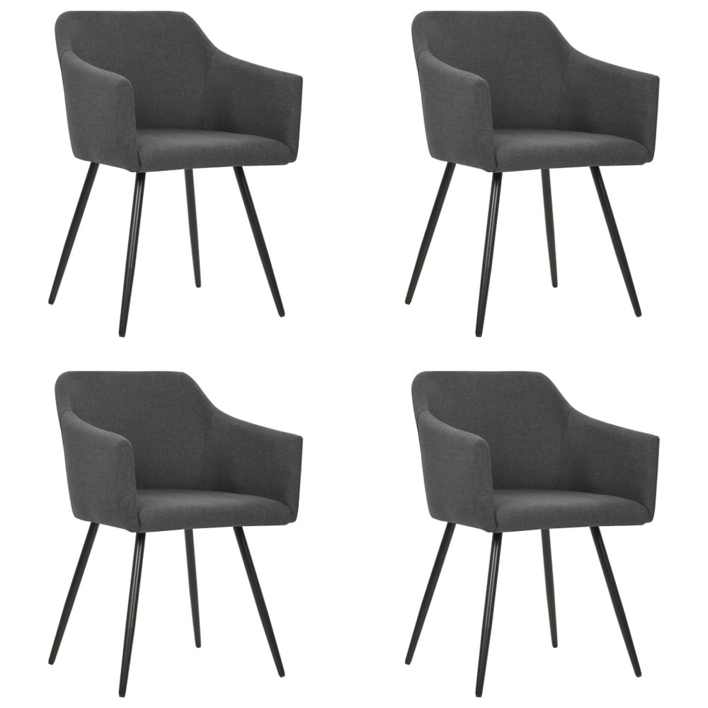 vidaXL Dining Chair Set of 4 Dark Grey Fabric (100% polyester), Metal