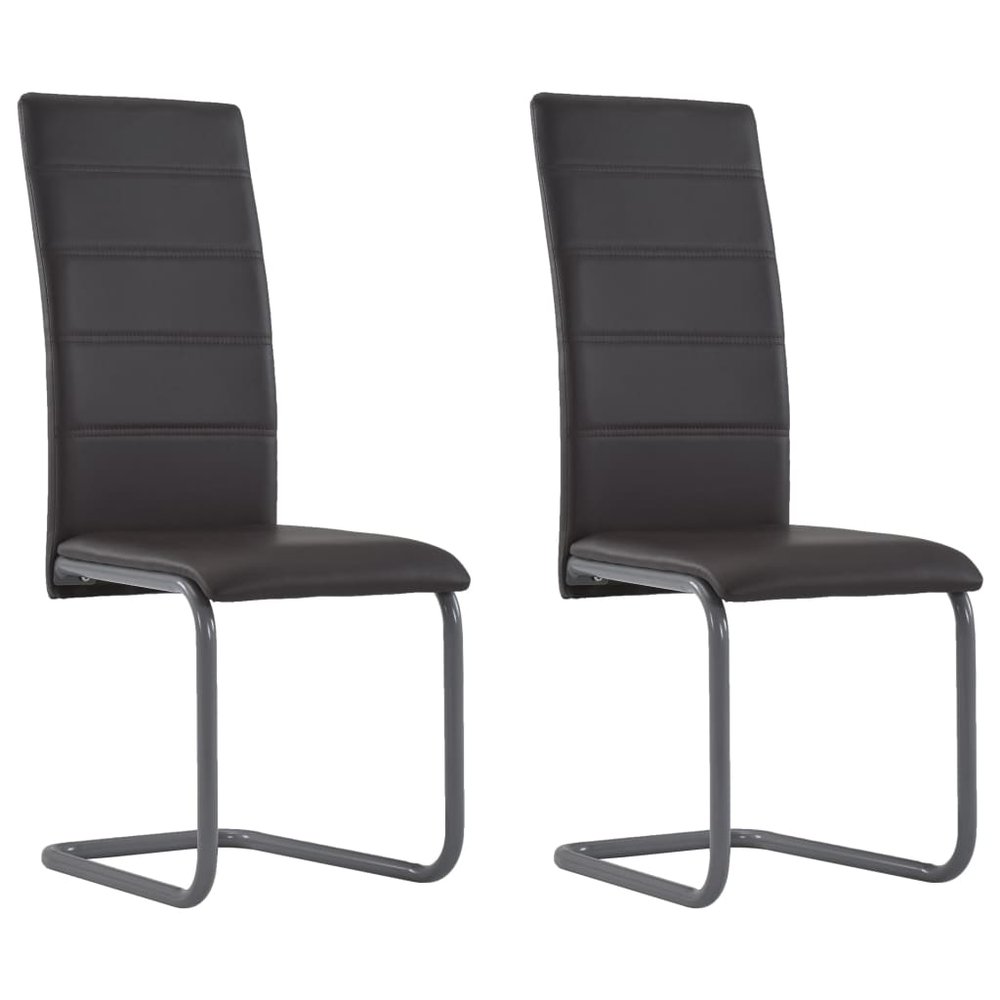 vidaXL Dining Chair Set of 2 Brown Faux leather upholstery, Steel frame