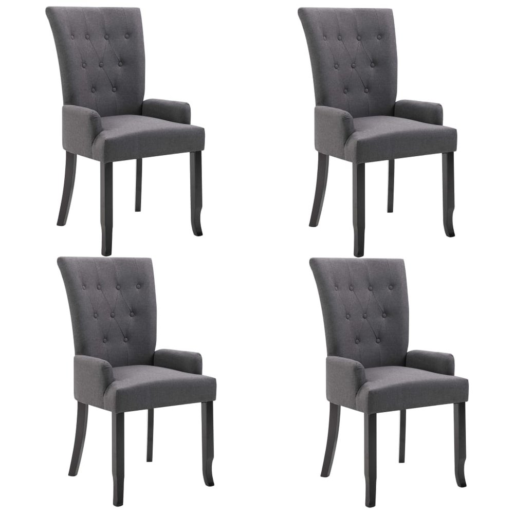 vidaXL Dining Chair Set of 4 Dark Gray Polyester, Oak Wood Standard
