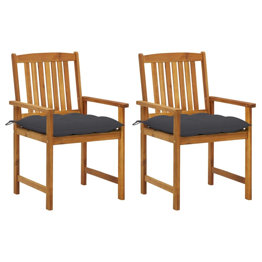 vidaXL Garden Chair Set of 2 Anthracite (cushions), Natural wood (chair)
