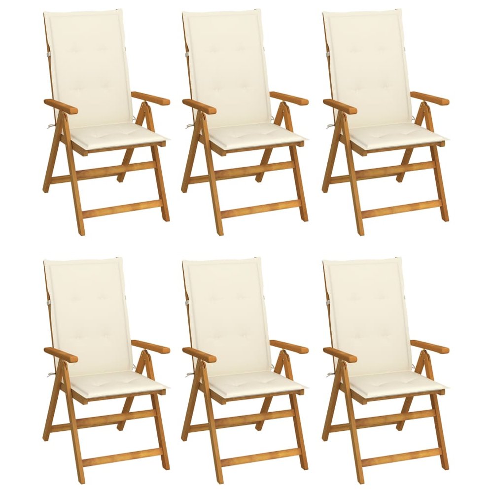 vidaXL Garden Chair Set of 6 Brown, Cream