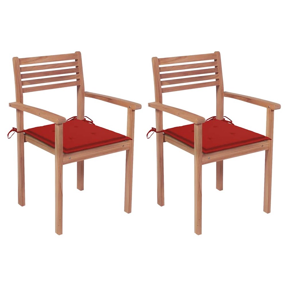 vidaXL Garden Chair Set of 2 Teak brown Teak wood, polyester fabric