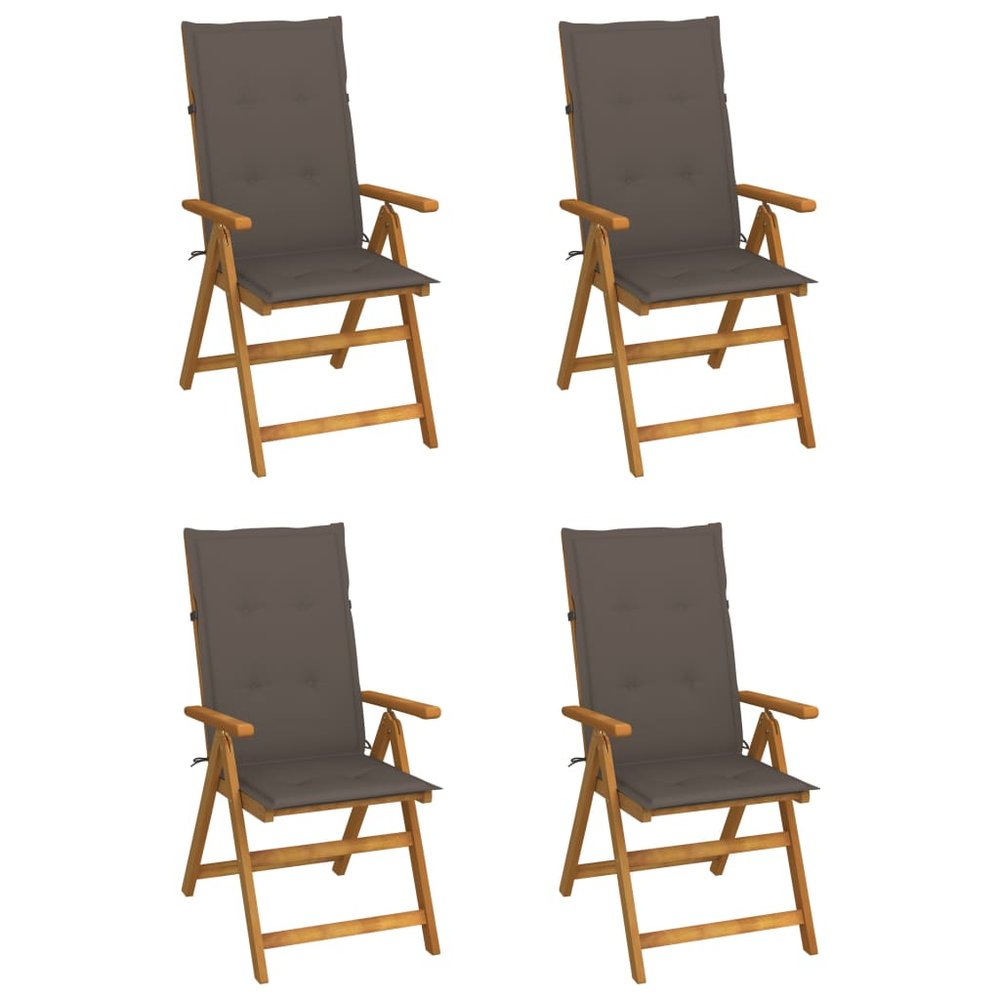 vidaXL Garden Chair Set of 4 Taupe for cushion, natural wood for chair