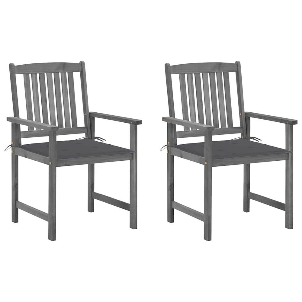 vidaXL Garden Chair Set of 2 Grey Solid acacia wood Medium Durable