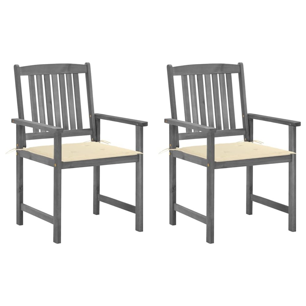 vidaXL Garden Chair Set of 2 Grey Solid Acacia Wood Medium Durable
