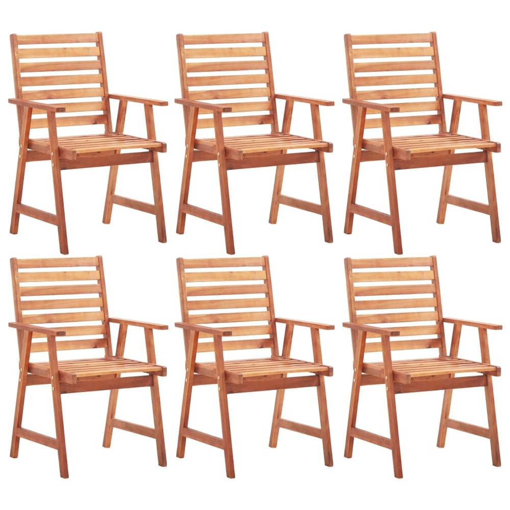 vidaXL Outdoor Chair Set of 6 Natural wood Solid Acacia wood